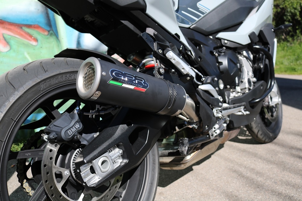 Exhaust compatible with Bmw S1000XR 2020-2025, M3 Black Titanium, Slip-on exhaust including removable db killer and link pipe, EPA-compliant 