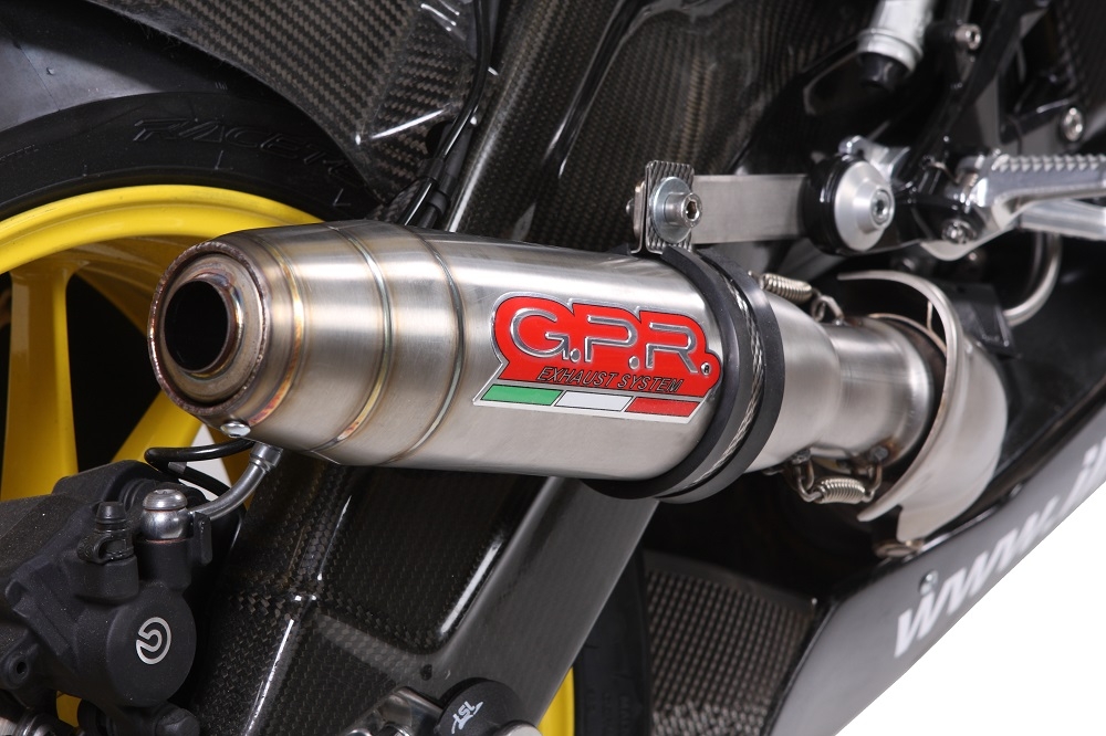 Exhaust compatible with Bmw S1000RR 2010-2014, Deeptone Inox, Slip-on exhaust including removable db killer and link pipe, EPA-compliant 