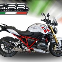 Exhaust compatible with Bmw R1200R LC 2017-2019, Furore Evo4 Nero, Slip-on exhaust including removable db killer and link pipe, EPA-compliant 