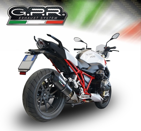 Exhaust compatible with Bmw R1200R LC 2017-2019, Furore Evo4 Nero, Slip-on exhaust including removable db killer and link pipe, EPA-compliant 