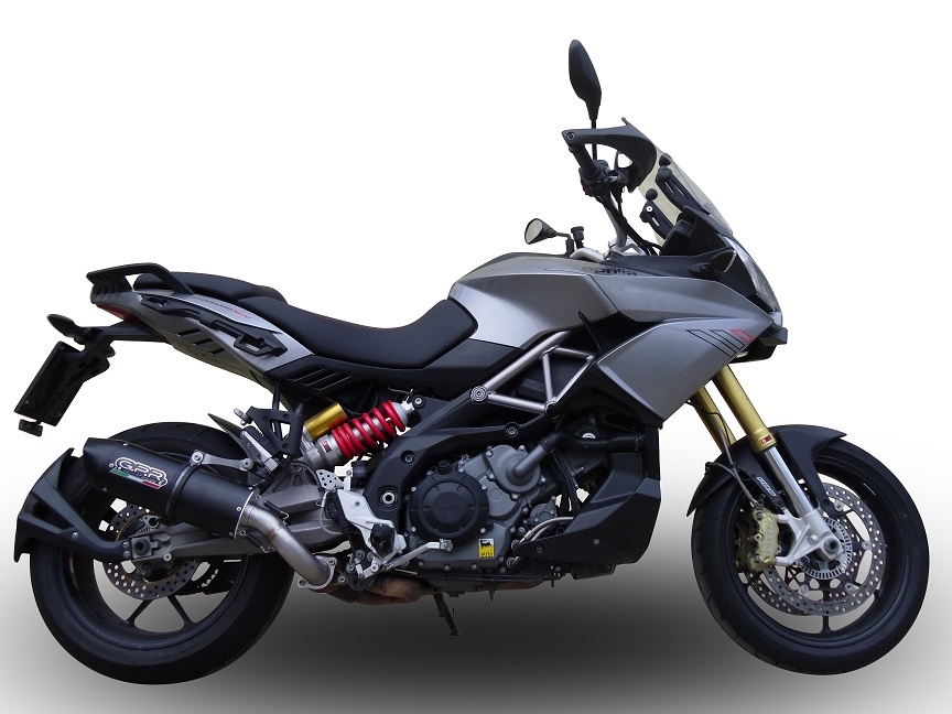 Exhaust compatible with Aprilia Caponord 1200 2013-2016, Furore Nero, Slip-on exhaust including removable db killer and link pipe, EPA-compliant 