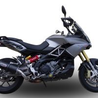 Exhaust compatible with Aprilia Caponord 1200 2013-2016, Furore Nero, Slip-on exhaust including removable db killer and link pipe, EPA-compliant 