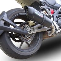Exhaust compatible with Aprilia Caponord 1200 2013-2016, Furore Nero, Slip-on exhaust including removable db killer and link pipe, EPA-compliant 
