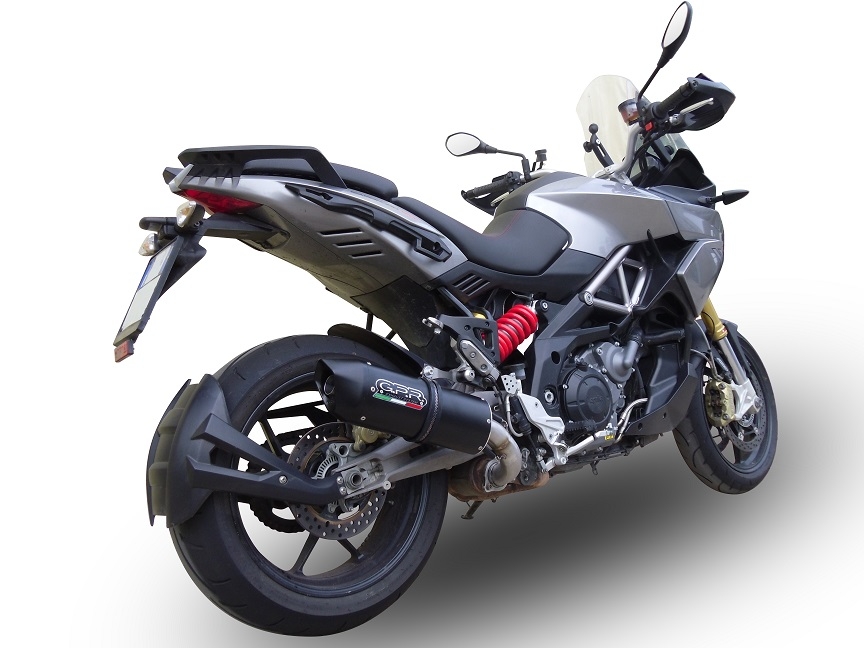 Exhaust compatible with Aprilia Caponord 1200 2013-2016, Furore Nero, Slip-on exhaust including removable db killer and link pipe, EPA-compliant 