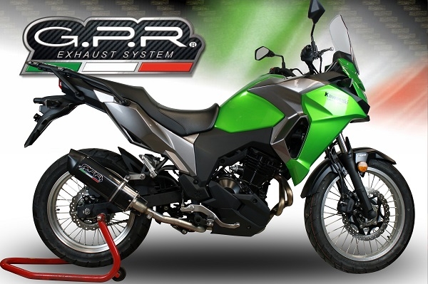Exhaust compatible with Kawasaki Versys X 300 2017-2021, Furore Evo4 Nero, Slip-on exhaust including link pipe and removable db killer 