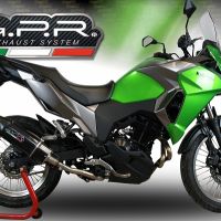Exhaust compatible with Kawasaki Versys X 300 2017-2021, Furore Evo4 Nero, Slip-on exhaust including link pipe and removable db killer 