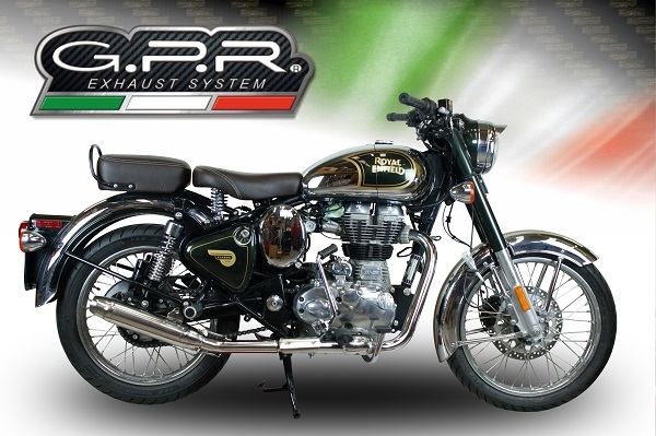 Exhaust compatible with Royal Enfield Continental GT 535 2014-2016, Deeptone Inox, Slip-on exhaust, including link pipe and removable db killer 