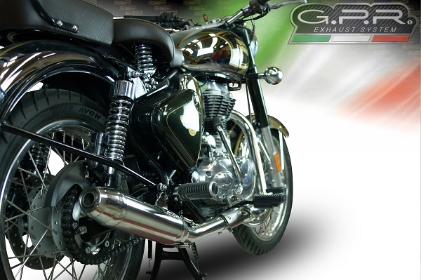 Exhaust compatible with Royal Enfield Continental GT 535 2014-2016, Deeptone Inox, Slip-on exhaust, including link pipe and removable db killer 