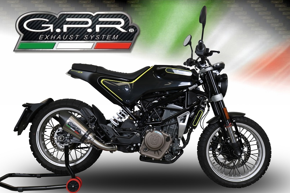 GPR exhaust compatible with  Husqvarna Vitpilen 401 2018-2019, New Grand Prix Evo Titanium, Slip-on exhaust including removable db killer and link pipe, not EPA-compliant 