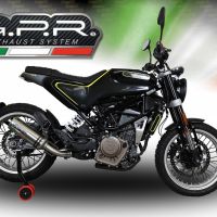 Exhaust compatible with Husqvarna Svartpilen 401 2018-2019, M3 Titanium Natural, Slip-on exhaust including removable db killer and link pipe, EPA-compliant 