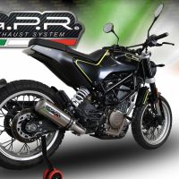 Exhaust compatible with Husqvarna Svartpilen 401 2018-2019, M3 Titanium Natural, Slip-on exhaust including removable db killer and link pipe, EPA-compliant 