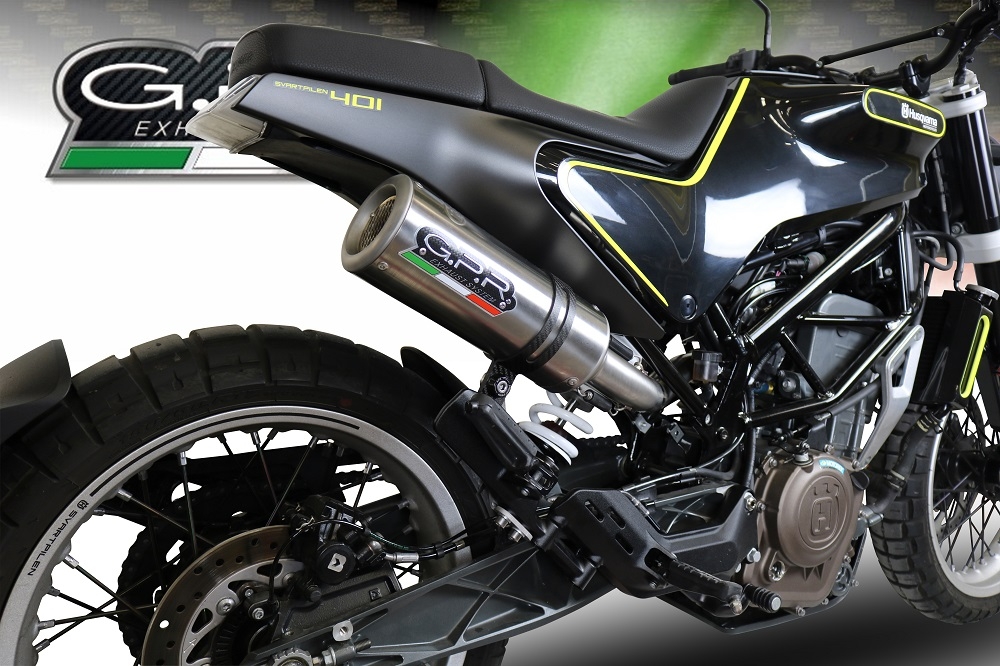 GPR exhaust compatible with Husqvarna Svartpilen 401 2018-2019, M3 Titanium Natural, Homologated legal Mid-full system exhaust, including removable db killer and catalyst  