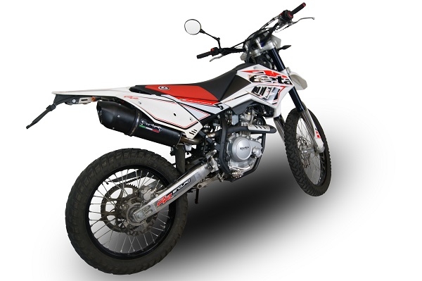 Exhaust compatible with Beta RR 125 Enduro Lc 4t 2010-2018, Furore Poppy, Slip-on exhaust including removable db killer and link pipe, EPA-compliant 