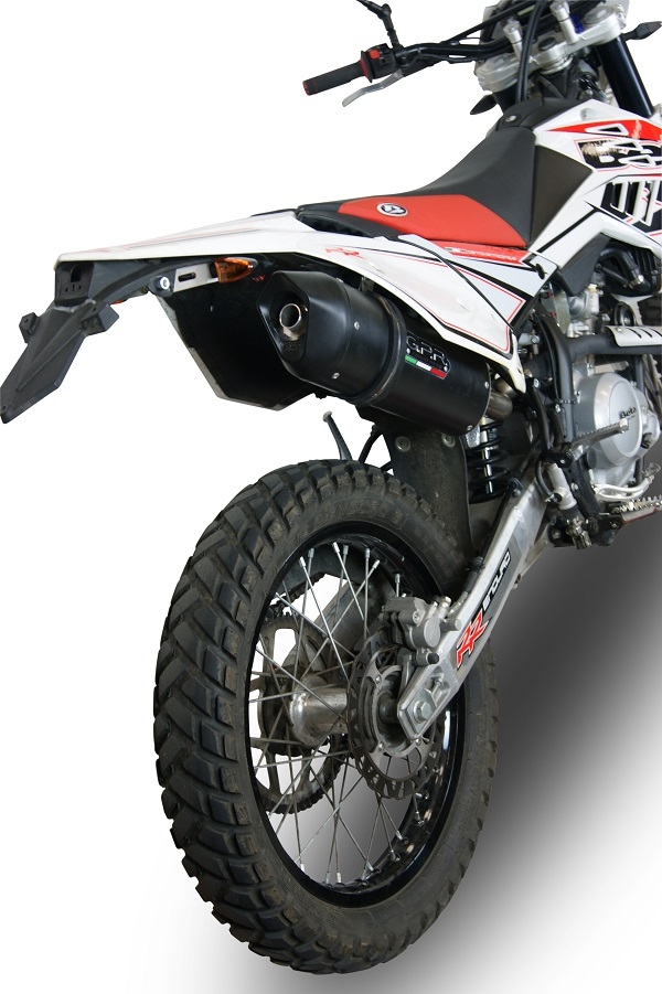 Exhaust compatible with Beta RR 125 Enduro Lc 4t 2010-2018, Furore Nero, Slip-on exhaust including removable db killer and link pipe, EPA-compliant 