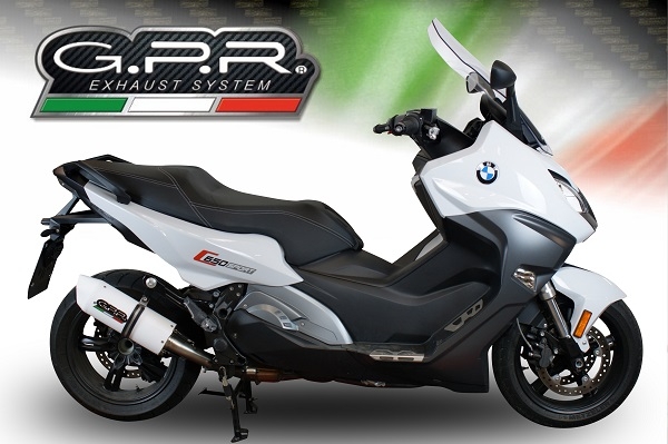 Exhaust compatible with Bmw C650 Sport 2016-2020, Albus Evo4, Slip-on exhaust including removable db killer and link pipe, EPA-compliant 