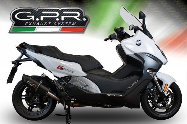 Exhaust compatible with Bmw C650 Sport 2016-2020, Furore Evo4 Nero, Slip-on exhaust including removable db killer and link pipe, EPA-compliant 