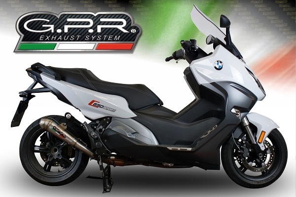 Exhaust compatible with Bmw C650 Sport 2016-2020, Powercone Evo, Slip-on exhaust including removable db killer and link pipe, EPA-compliant 
