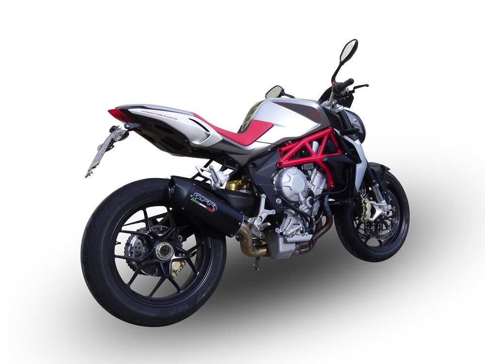 Exhaust compatible with Mv Agusta Brutale 800 Dragster 2017-2020, Furore Evo4 Nero, Slip-on exhaust including link pipe and removable db killer 