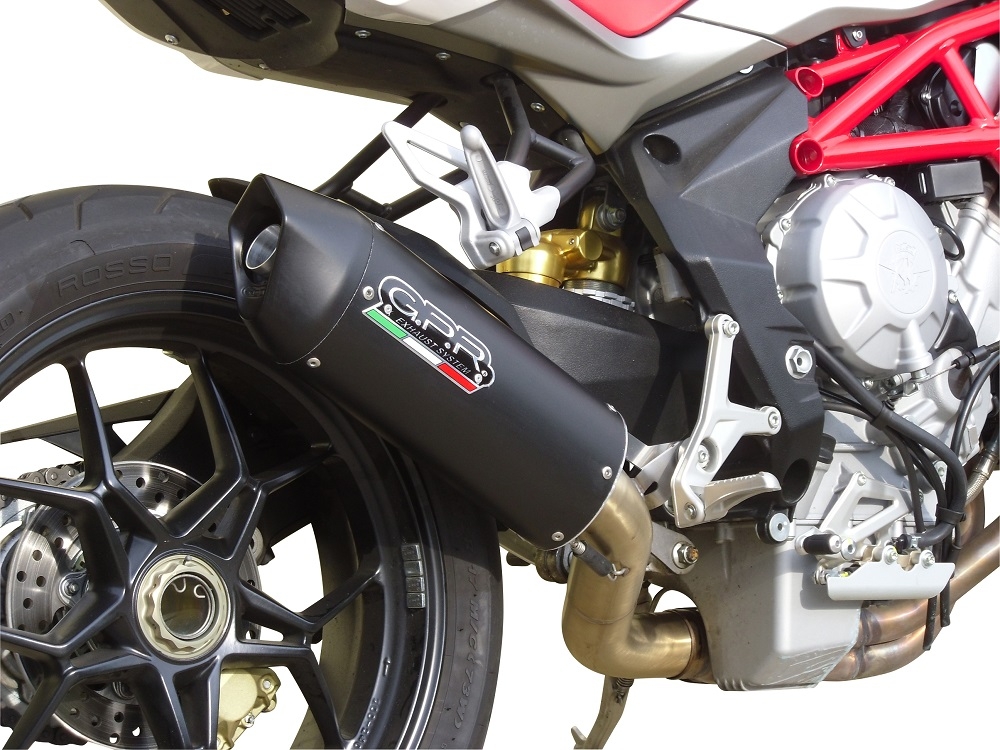 Exhaust compatible with Mv Agusta Brutale 800 Dragster 2017-2020, Furore Evo4 Nero, Slip-on exhaust including link pipe and removable db killer 