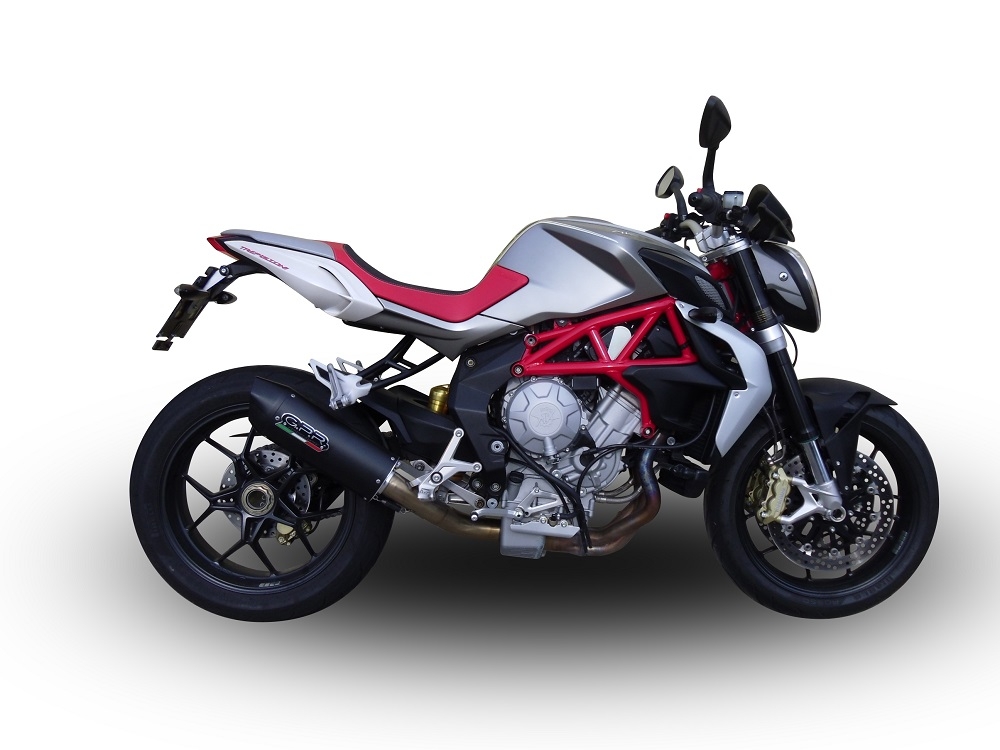 Exhaust compatible with Mv Agusta Brutale 800 Dragster 2017-2020, Furore Evo4 Nero, Slip-on exhaust including link pipe and removable db killer 