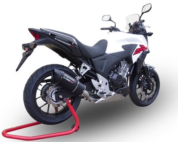 Exhaust compatible with Honda CB400X 2013-2015, Furore Nero, Slip-on exhaust including removable db killer and link pipe, EPA-compliant 