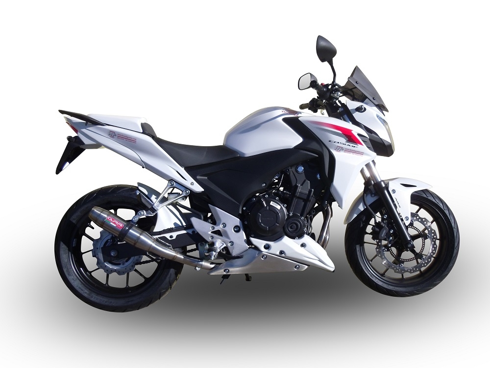Exhaust compatible with Honda CB500F 2013-2015, Deeptone Inox, Slip-on exhaust including removable db killer and link pipe, EPA-compliant 
