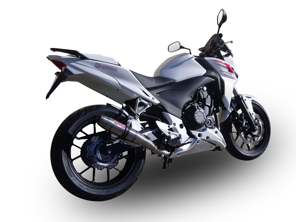 Exhaust compatible with Honda CB500F 2013-2015, Deeptone Inox, Slip-on exhaust including removable db killer and link pipe, EPA-compliant 