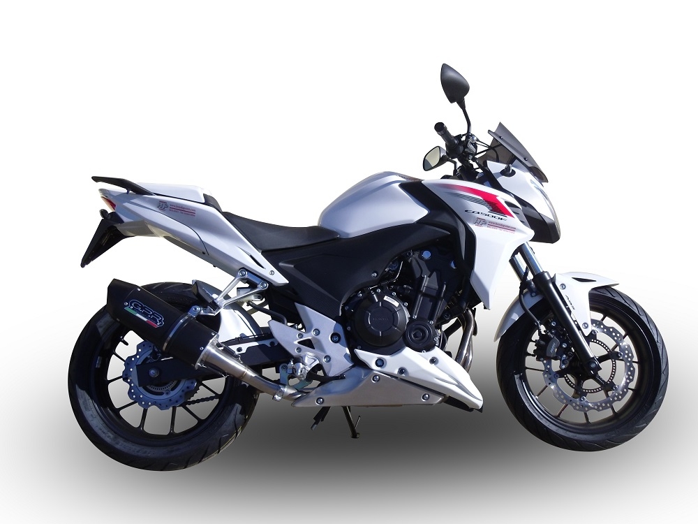 Exhaust compatible with Honda CB400F 2013-2015, Furore Nero, Slip-on exhaust including removable db killer and link pipe, EPA-compliant 