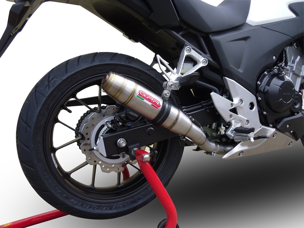Exhaust compatible with Honda CB400X 2019-2025, Deeptone Inox, Slip-on exhaust including removable db killer and link pipe, EPA-compliant 