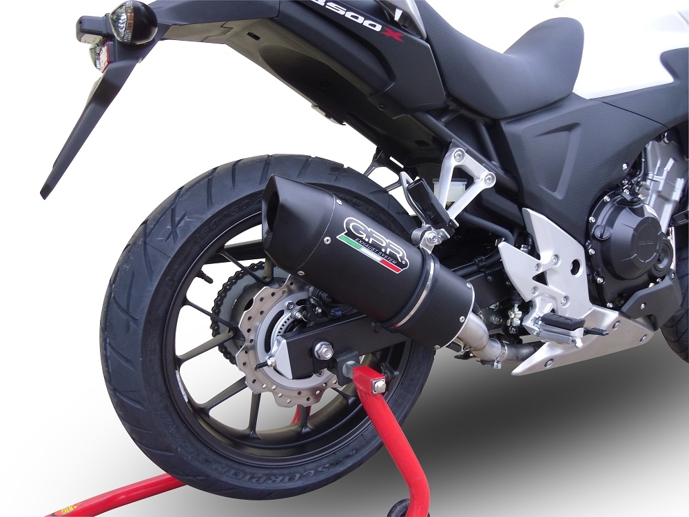 Exhaust compatible with Honda CB400X 2019-2025, Furore Evo4 Nero, Slip-on exhaust including removable db killer and link pipe, EPA-compliant 