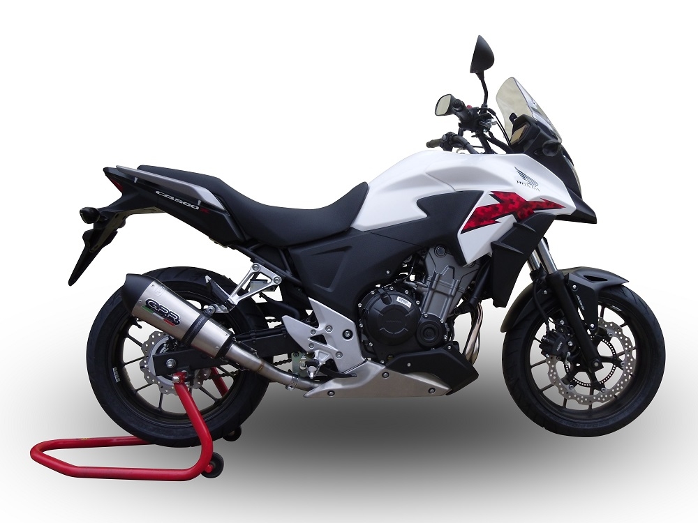 GPR exhaust compatible with  Honda CB500X 2013-2015, New Grand Prix Evo Titanium, Slip-on exhaust including removable db killer and link pipe, EPA-compliant 