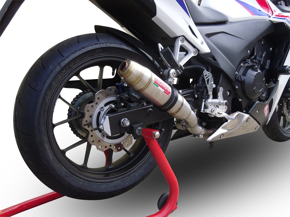 Exhaust compatible with Honda CBR500R 2023-2024, Deeptone Inox, Slip-on exhaust including removable db killer and link pipe, EPA-compliant 