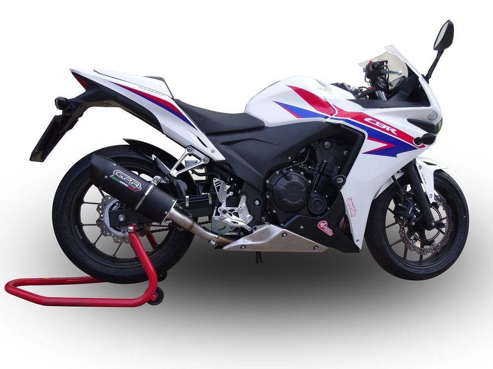 Exhaust compatible with Honda CBR500R 2012-2016, Furore Nero, Slip-on exhaust including removable db killer and link pipe, EPA-compliant 