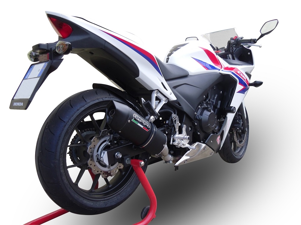 Exhaust compatible with Honda CBR500R 2012-2016, Furore Nero, Slip-on exhaust including removable db killer and link pipe, EPA-compliant 