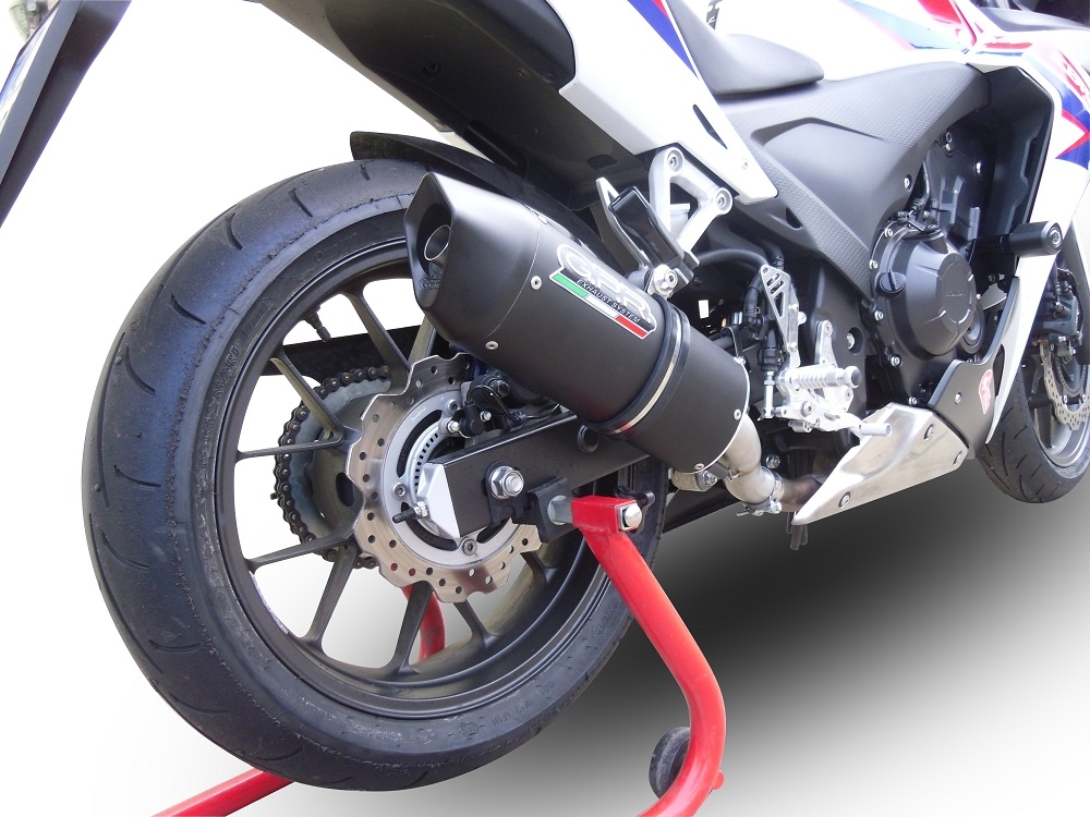 Exhaust compatible with Honda CBR500R 2012-2016, Furore Nero, Slip-on exhaust including removable db killer and link pipe, EPA-compliant 