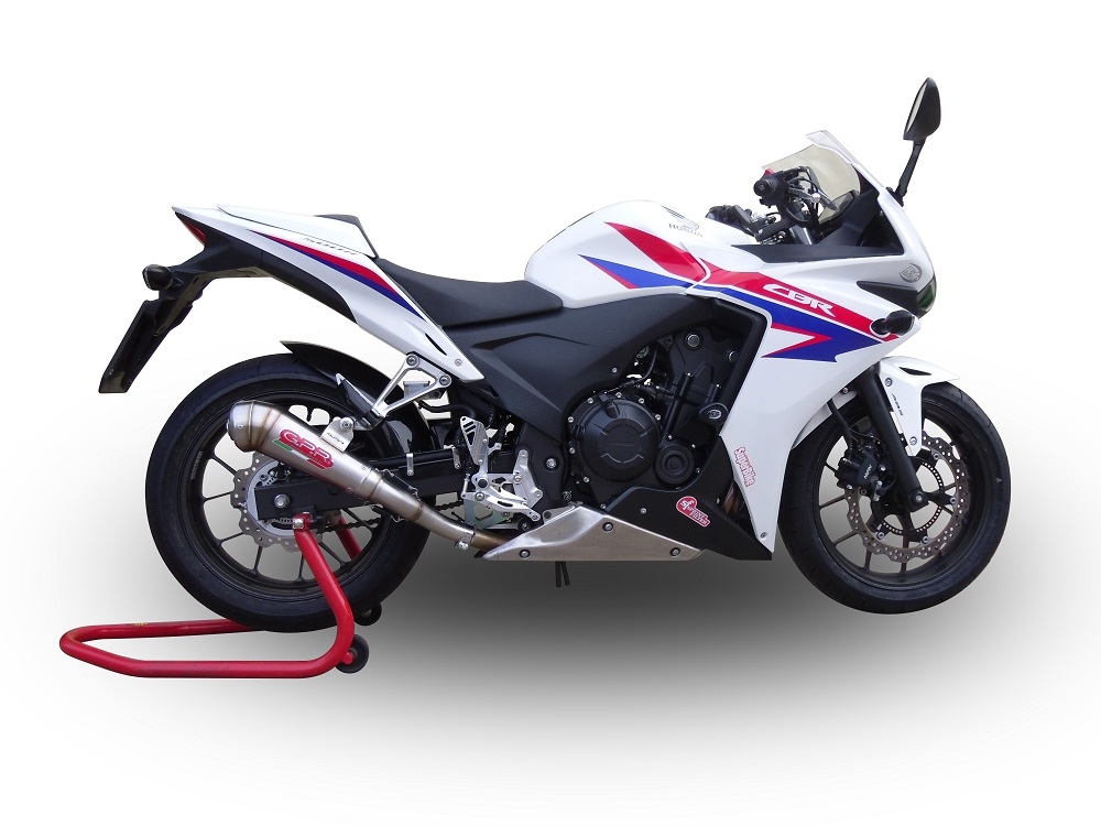 Exhaust compatible with Honda CBR500R 2012-2016, Powercone Evo, Slip-on exhaust including removable db killer and link pipe, EPA-compliant 