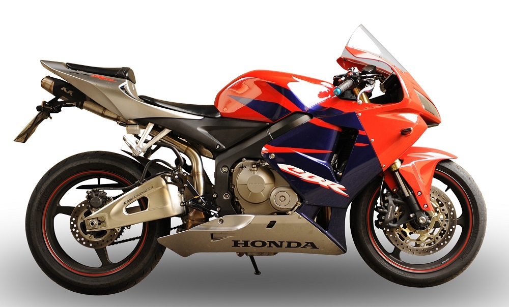Exhaust compatible with Honda CBR600RR 2005-2006, Deeptone Inox, Slip-on exhaust including removable db killer and link pipe, not EPA-compliant 