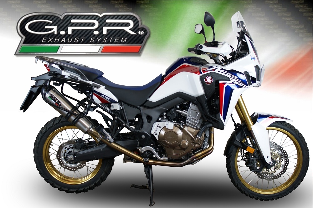 GPR exhaust compatible with  Honda CRF1000L Africa Twin 2015-2017, New Grand Prix Evo Titanium, Slip-on exhaust including removable db killer and link pipe, EPA-compliant 