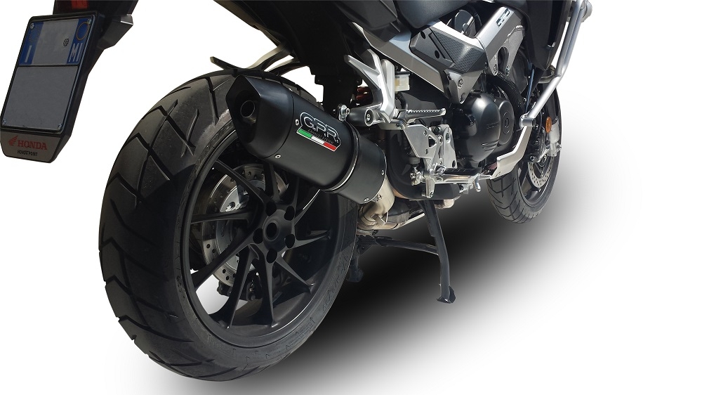 Exhaust compatible with Honda Crossrunner 800 VFR800X 2015-2016, Furore Nero, Slip-on exhaust including removable db killer and link pipe, EPA-compliant 