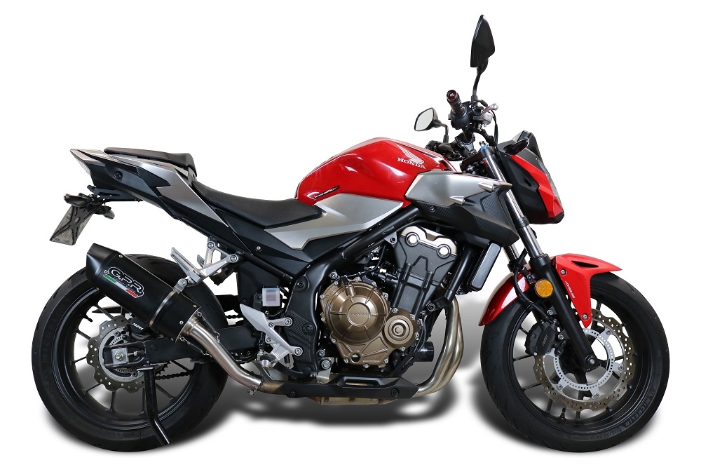 Exhaust compatible with Honda CB500F 2019-2020, Furore Evo4 Nero, Slip-on exhaust including removable db killer and link pipe, EPA-compliant 
