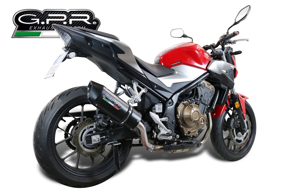 Exhaust compatible with Honda CB500F 2019-2020, Furore Evo4 Nero, Slip-on exhaust including removable db killer and link pipe, EPA-compliant 