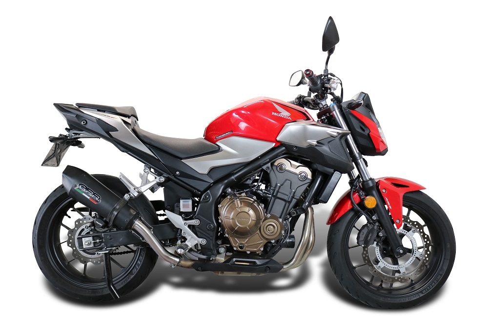 GPR exhaust compatible with  Honda CB500F 2021-2025, New Grand Prix Evo Black Titanium, Slip-on exhaust including removable db killer and link pipe, EPA-compliant 