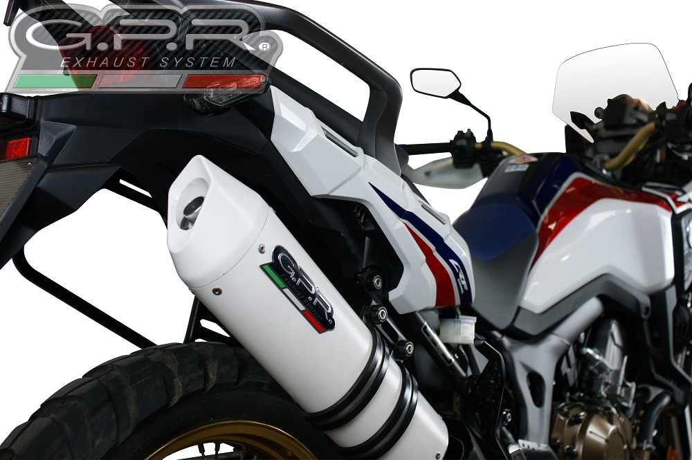 Exhaust compatible with Honda CRF1000L Africa Twin 2015-2017, Albus Ceramic, Slip-on exhaust including removable db killer and link pipe, EPA-compliant 