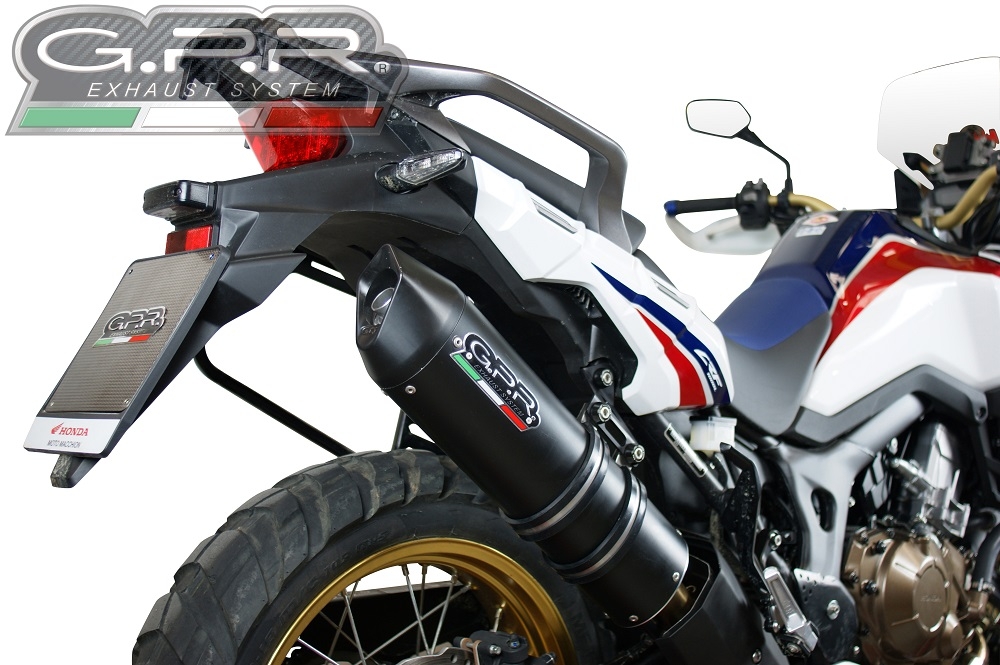 Exhaust compatible with Honda CRF1000L Africa Twin 2015-2017, Furore Nero, Slip-on exhaust including removable db killer and link pipe, EPA-compliant 