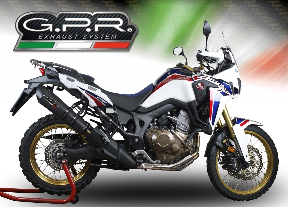 GPR exhaust compatible with  Honda CRF1000L Africa Twin 2018-2020, New Grand Prix Evo Black Titanium, Slip-on exhaust including removable db killer and link pipe, EPA-compliant 