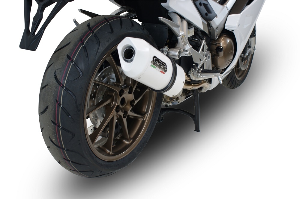 Exhaust compatible with Honda VFR800F 2014-2016, Albus Ceramic, Slip-on exhaust including removable db killer and link pipe, EPA-compliant 