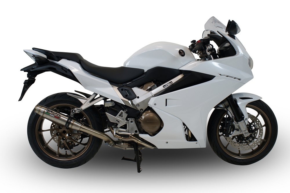 Exhaust compatible with Honda VFR800F 2014-2016, Deeptone Inox, Slip-on exhaust including removable db killer and link pipe, EPA-compliant 