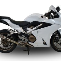 Exhaust compatible with Honda VFR800F 2014-2016, Deeptone Inox, Slip-on exhaust including removable db killer and link pipe, EPA-compliant 