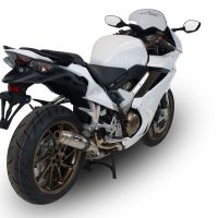 Exhaust compatible with Honda VFR800F 2014-2016, Deeptone Inox, Slip-on exhaust including removable db killer and link pipe, EPA-compliant 