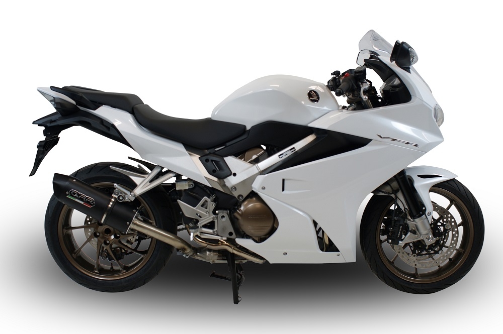 Exhaust compatible with Honda VFR800F 2017-2020, Furore Evo4 Nero, Slip-on exhaust including removable db killer and link pipe, EPA-compliant 